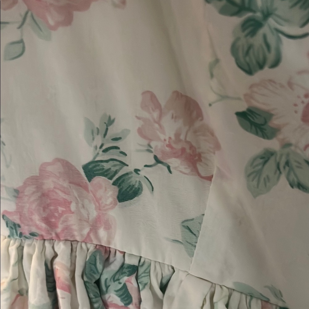 MARBLE Cream Floral Ruffle-Strap Mini Dress with Pink Roses - Picture 4 of 5